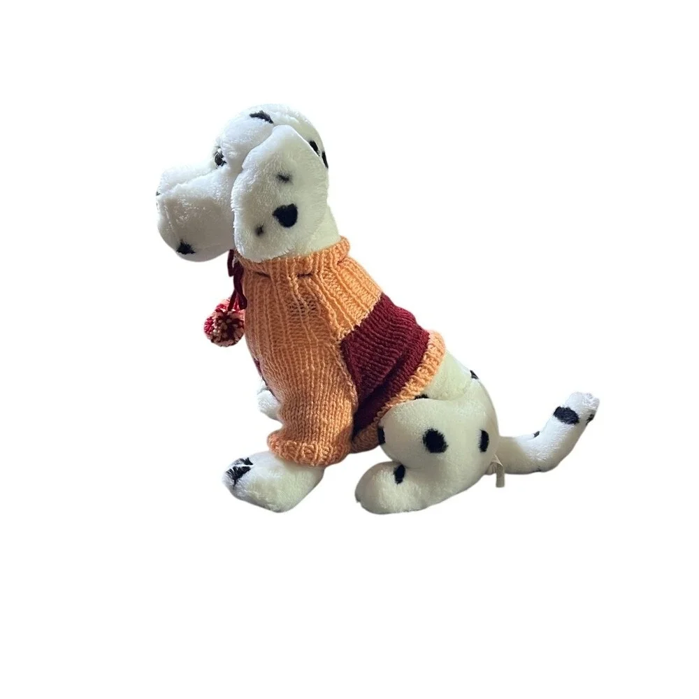 Vintage‎ Fine Toy Dalmatian Plush Dog Stuffed Animal Sweater Outfit Decor Cute